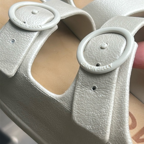 Lemon Jelly Double Strap Platform Wedge Slip on Slides Sandals Warm Grey EU 38 - Picture 15 of 17